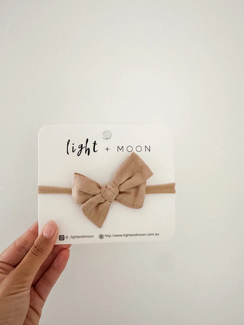 Light and Moon Fleur Cotton Bow ( Latte) Bow Headband