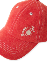 Goldie + Ace - Tate Embroidered Denim Cap Apple Red