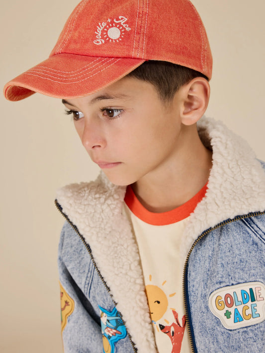 Goldie + Ace - Tate Embroidered Denim Cap Apple Red