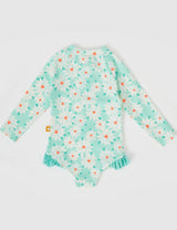 Goldie + Ace - Daisy Delight Long Sleeve Swimsuit Lagoon