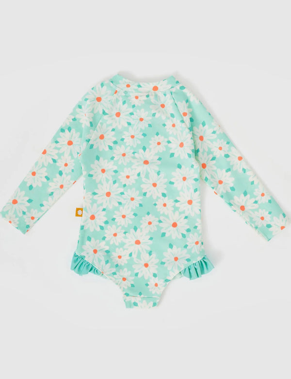 Goldie + Ace - Daisy Delight Long Sleeve Swimsuit Lagoon