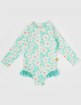 Goldie + Ace - Daisy Delight Long Sleeve Swimsuit Lagoon