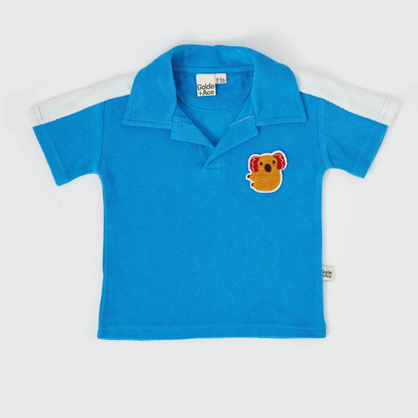 Goldie + Ace - Ocean Koala Hug Terry Towelling Polo Shirt