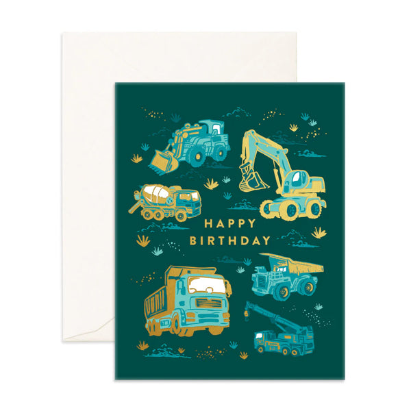 Fox & Fallow- Happy Birthday Trucks Greeting Card