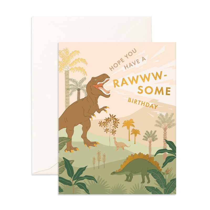 Fox & Fallow- Raw-some Birthday Dinos Greeting Card