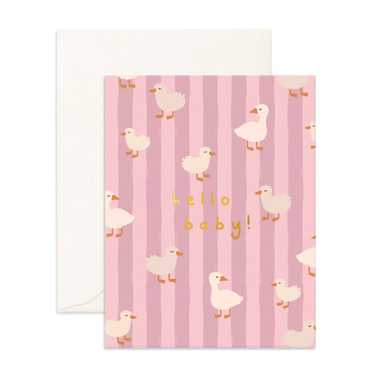 Fox & Fallow - Hello Baby Ducks Pink Greeting Card