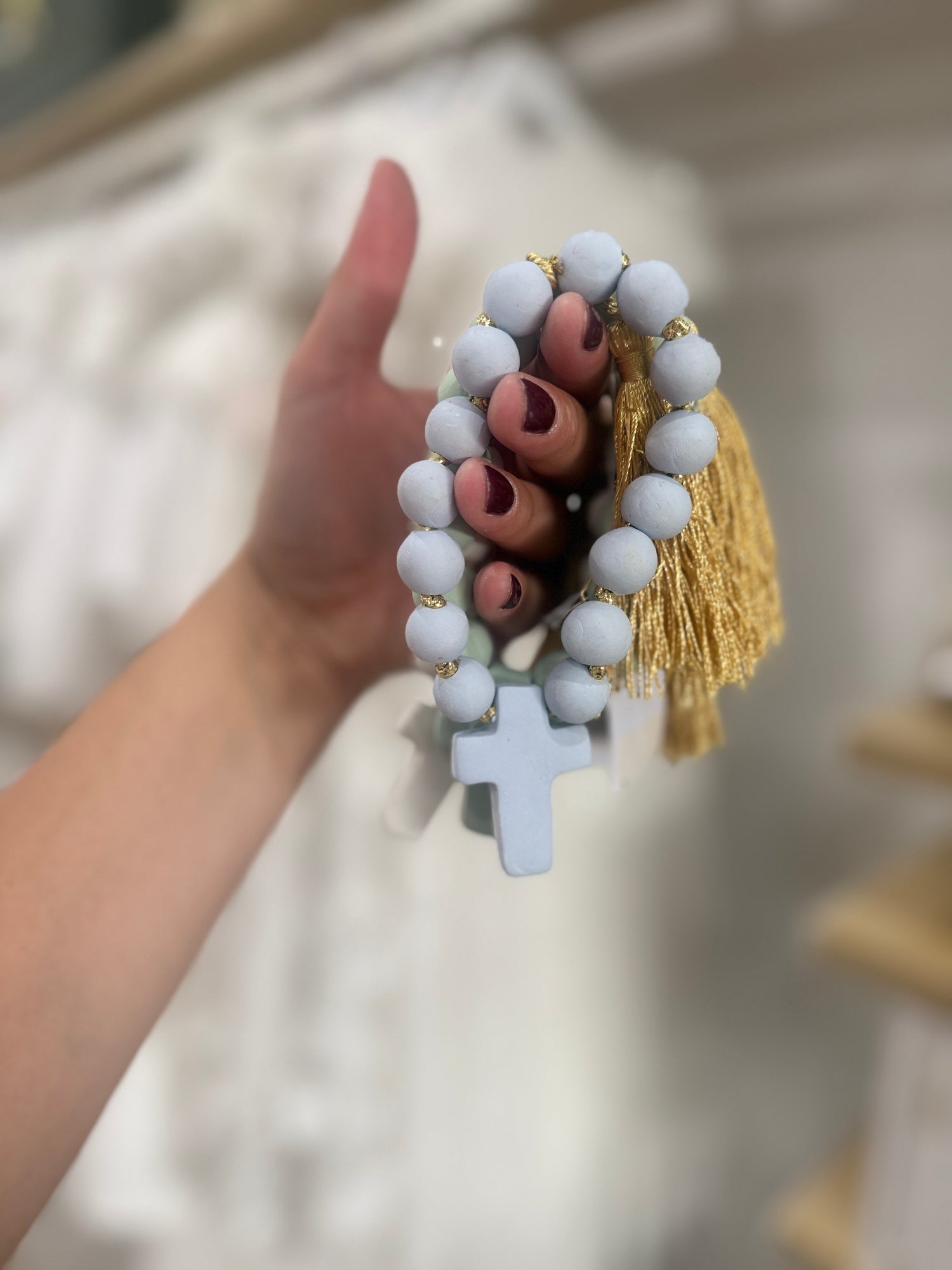 Handmade Clay Mini Cross Rosary - Assorted