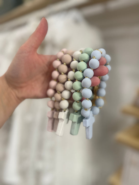 Handmade Clay Mini Cross Rosary -Assorted