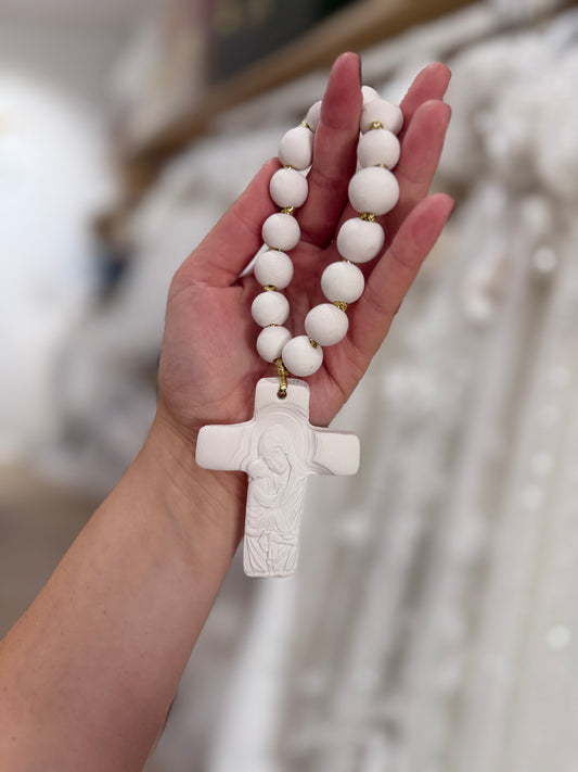 Handmade Clay Cross- White Icon