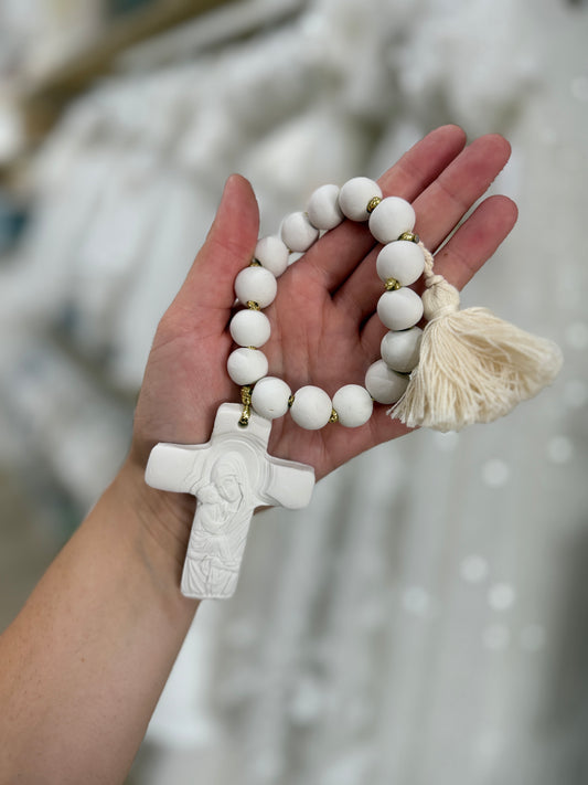 Handmade Clay Cross- White Icon