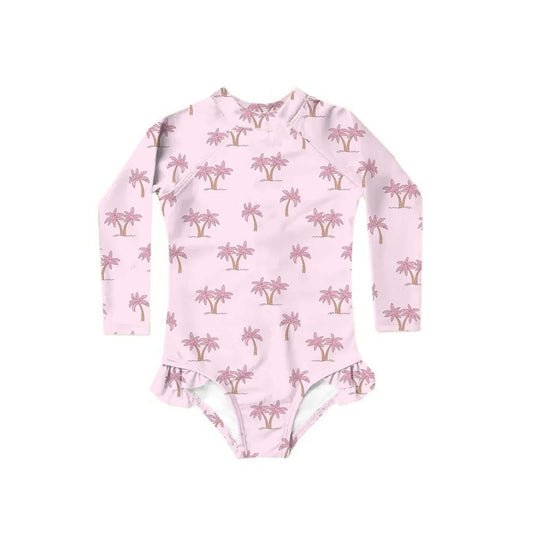 Confetti Kids - Pink Palms Swim Long Sleeve Zippy