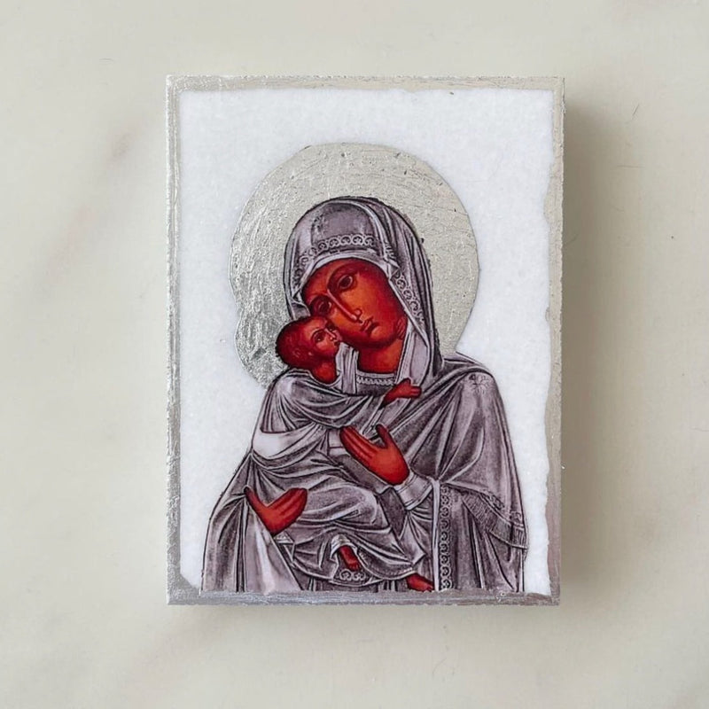 Marble Religious Icon- Mother Mary - Silver