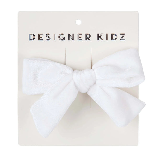 Designer Kidz - Ivory Velvet Bow Hair Clip