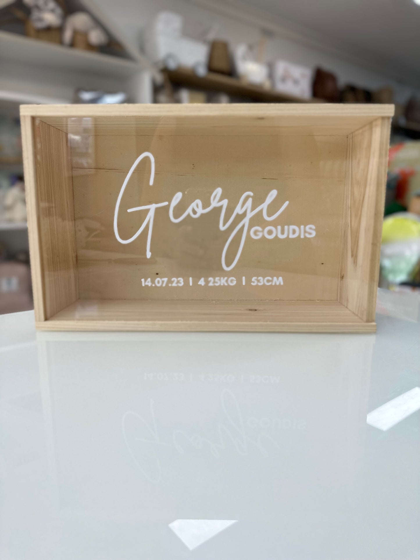 Wooden Keepsake Box with Perspex Lid