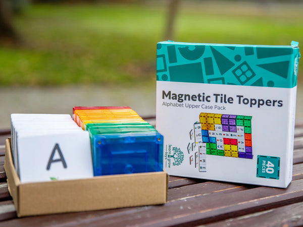 Learn and Grow Toys -Magnetic Tile Topper - Alphabet Upper Case Pack (40 Piece)