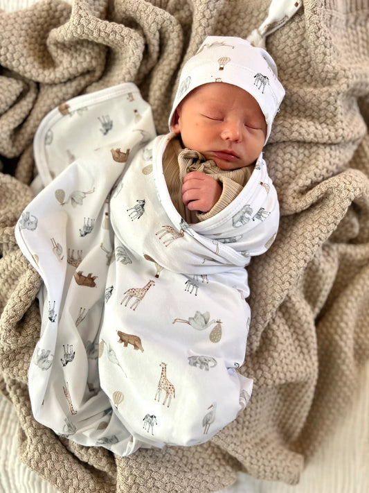 Cuddle Bug & Co - Organic Jersey Baby Wrap Set Savanna Bebe