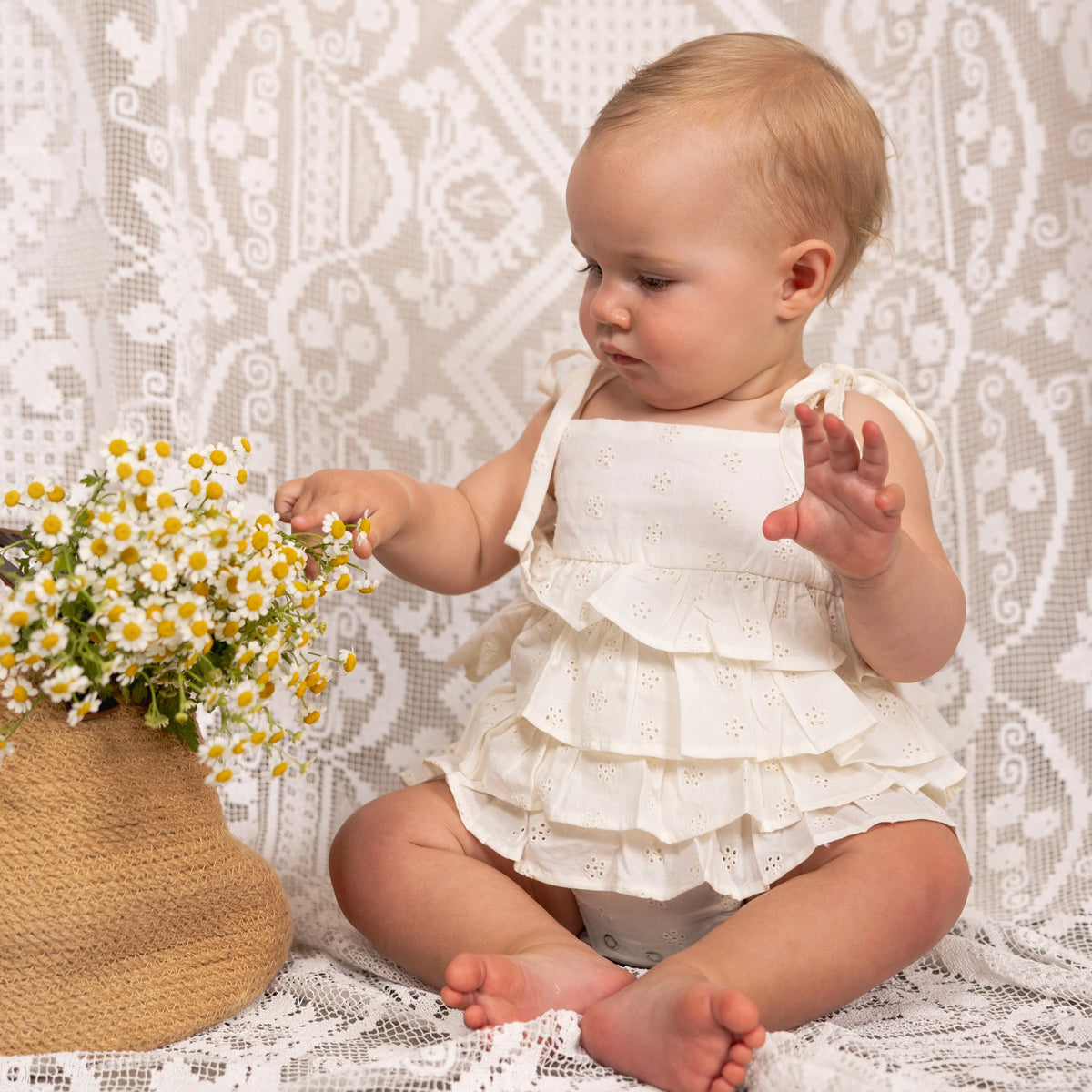 Alex & Ant - Stevie Playsuit - White Anglaise
