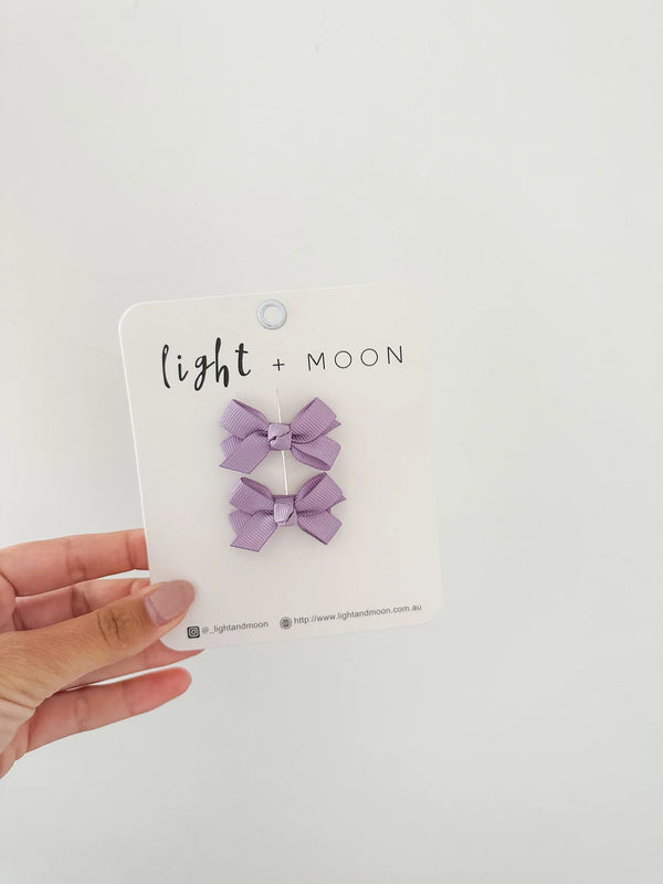 Light and Moon- Lilac Mini Grosgrain Bow Clip Set