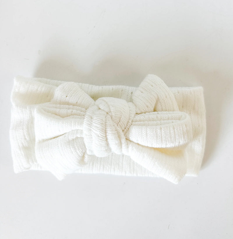 Light and Moon-White Knit Topknot Headband