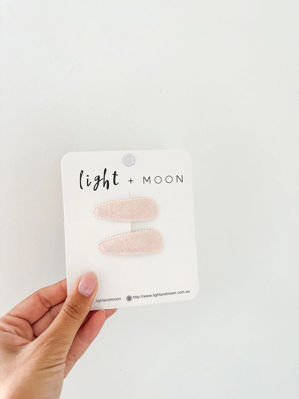Light and Moon- Peach leaf Cotton Snap Clips
