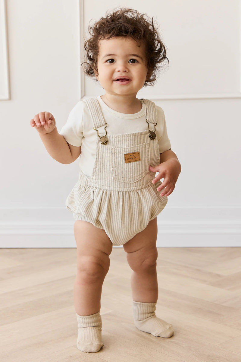 Jamie Kay - Pax Playsuit - Fine Vertical Stripe Sandy Brown/Cloud