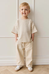Jamie Kay - Organic Cotton Waffle Leith Tee - Staple Stripe Oat/Cloud