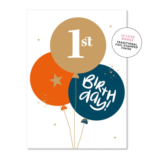 Just Smitten - First Birthday Blue Greeting Card - The Fashion Baby and Co