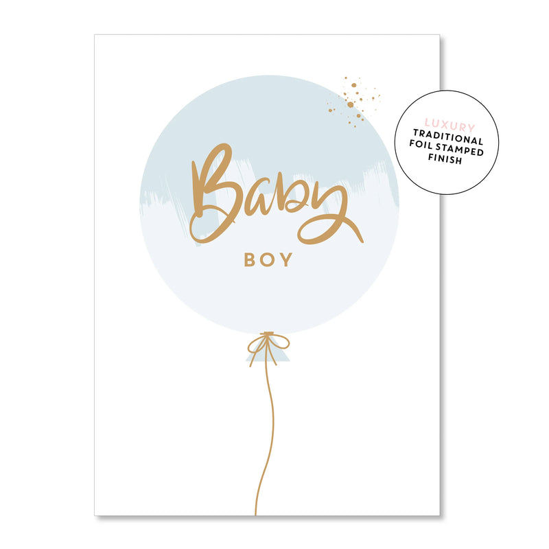 Just Smitten - Blue Baby Boy Balloon Greeting Card