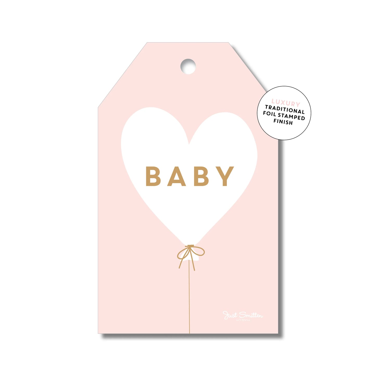 Just Smitten - Pink Baby Heart Balloon Gift Tag