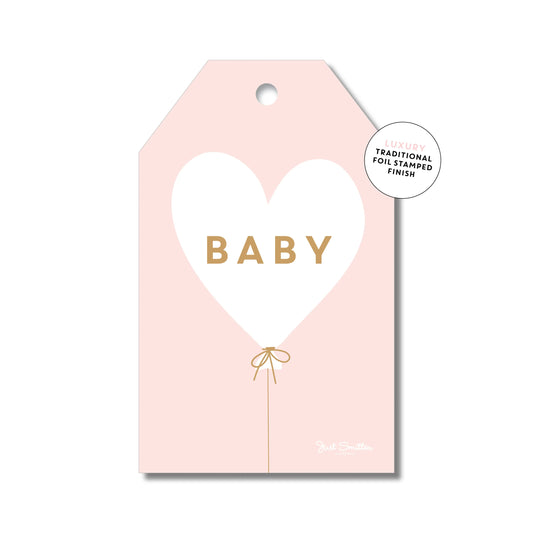 Just Smitten - Pink Baby Heart Balloon Gift Tag