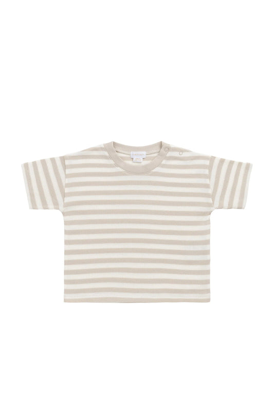 Jamie Kay - Organic Cotton Waffle Leith Tee - Staple Stripe Oat/Cloud