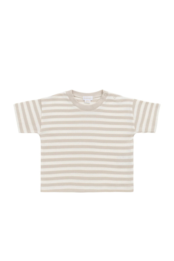 Jamie Kay - Organic Cotton Waffle Leith Tee - Staple Stripe Oat/Cloud