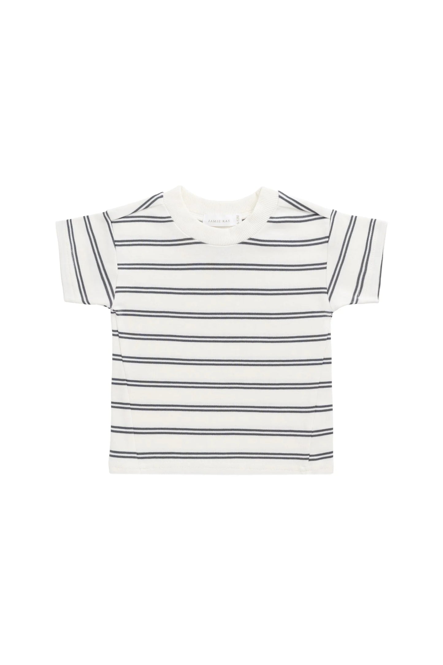 Jamie Kay - Pima Cotton Otis Tee - Dual Stripe Atlantic/Cloud