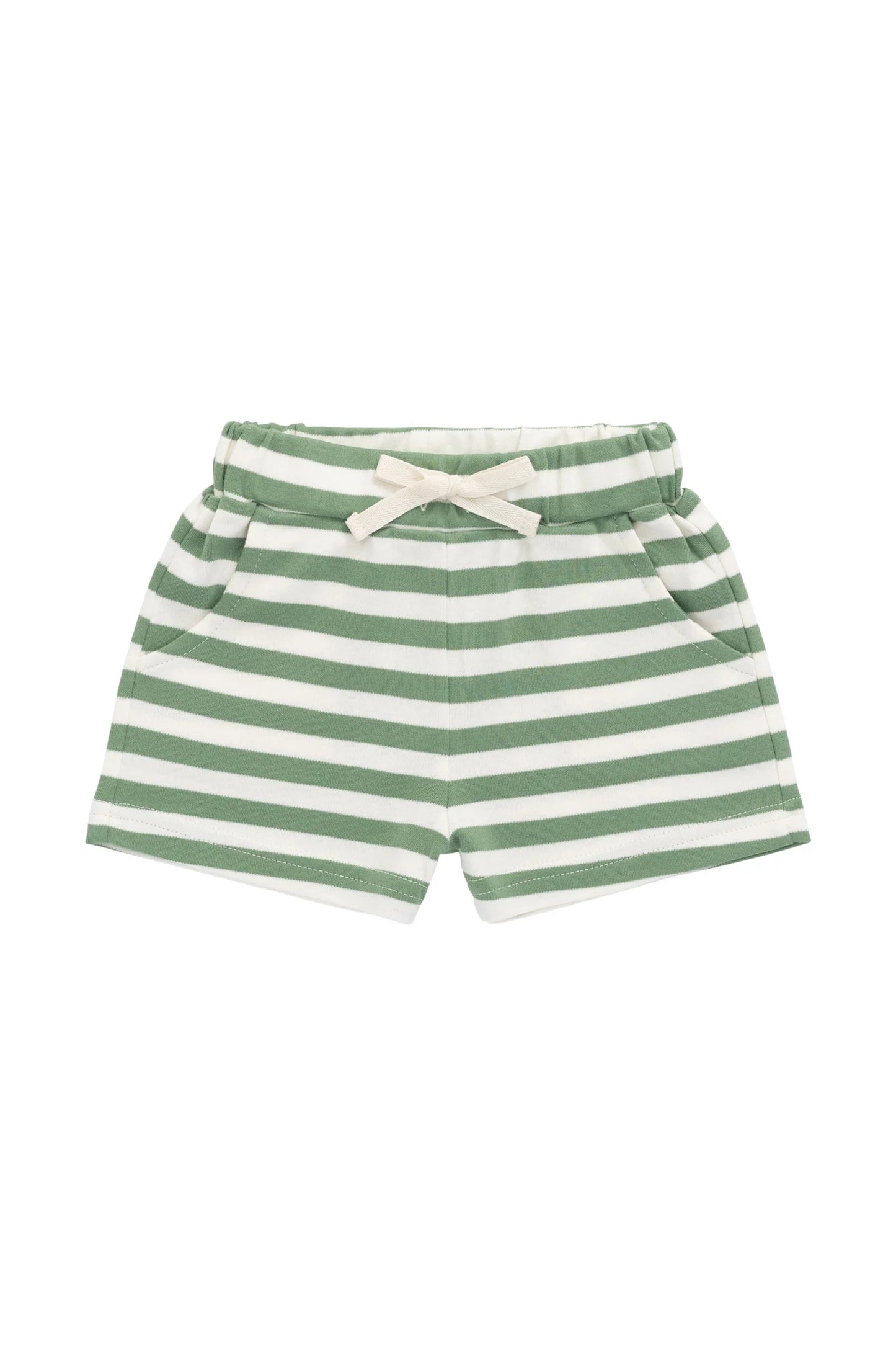 Jamie Kay - Pima Cotton Wesley Short - Essential Stripe Parchment/Snow Pea