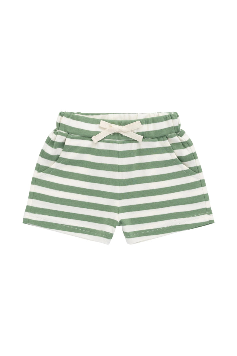 Jamie Kay - Pima Cotton Wesley Short - Essential Stripe Parchment/Snow Pea