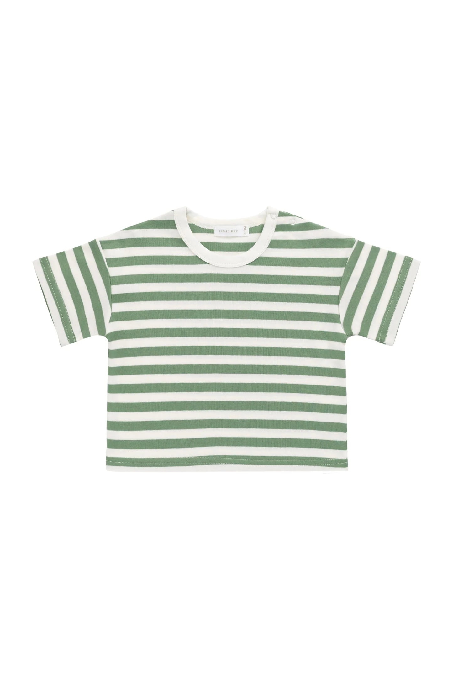 Jamie Kay - Pima Cotton Wesley Tee - Essential Stripe Parchment/Snow Pea