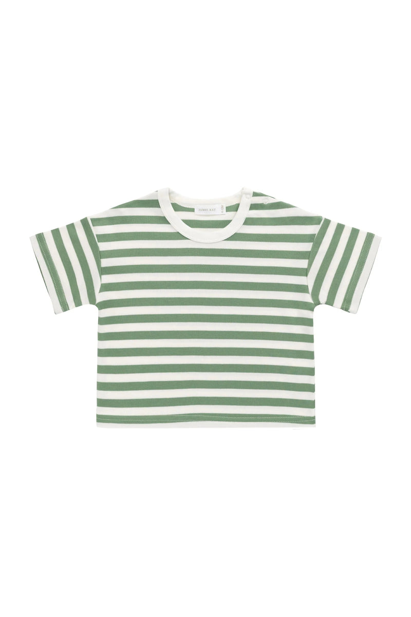 Jamie Kay - Pima Cotton Wesley Tee - Essential Stripe Parchment/Snow Pea