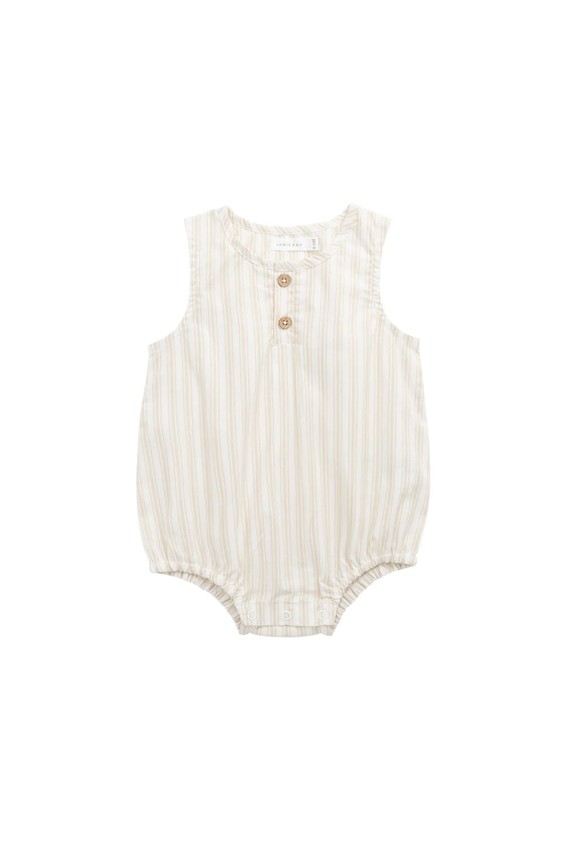 Jamie Kay - Organic Cotton Archie Playsuit - Variegated Stripe Foam