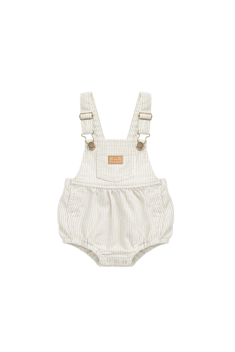 Jamie Kay - Pax Playsuit - Fine Vertical Stripe Sandy Brown/Cloud