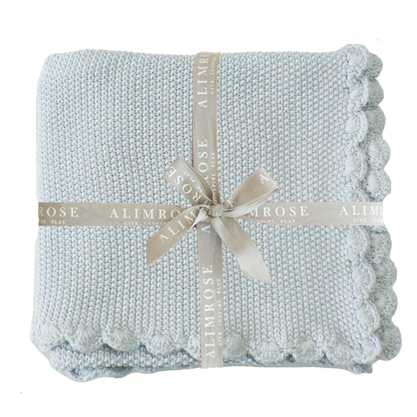 Alimrose- Powder Blue Mini Moss Stitch Baby Blanket