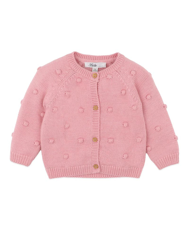 Bebe - Pink- Charlie Bobble Knitted Cardigan