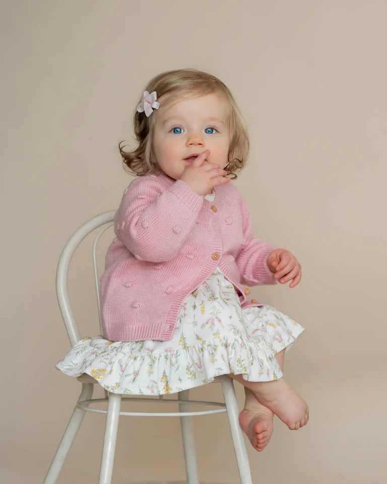 Bebe - Pink- Charlie Bobble Knitted Cardigan