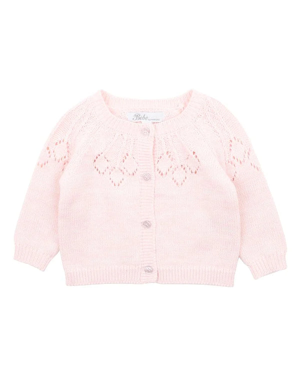 Bebe- Ciara Pink Needle Out Knitted Cardigan