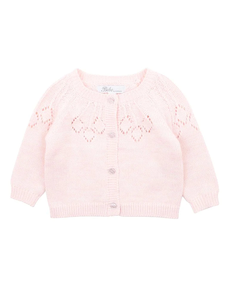 Bebe- Ciara Pink Needle Out Knitted Cardigan