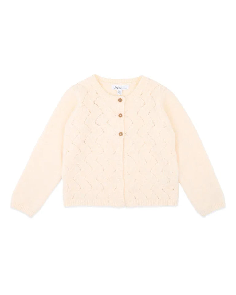 Bebe - Cream Pointelle Knitteed Cardigan