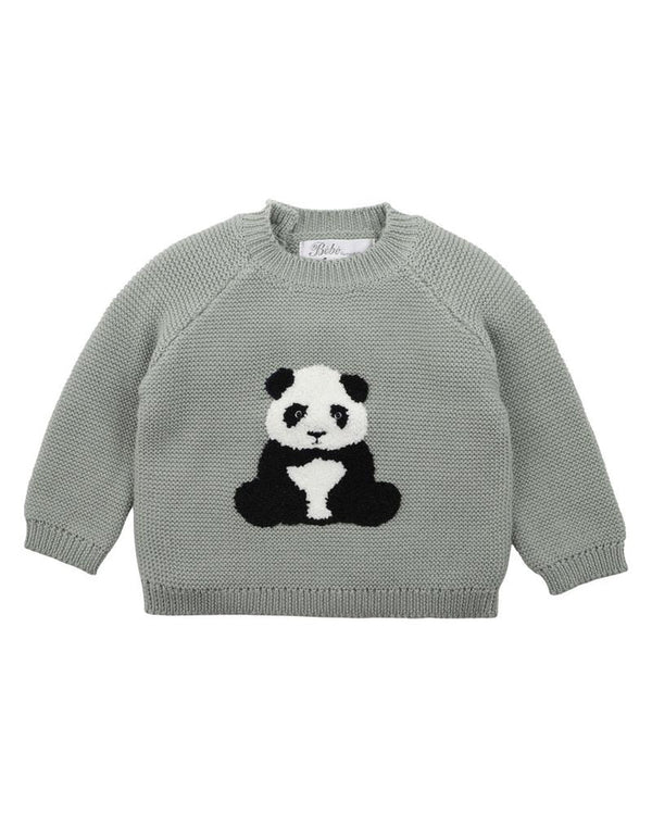 Bebe- Dusky Sage Panda Knitted Jumper