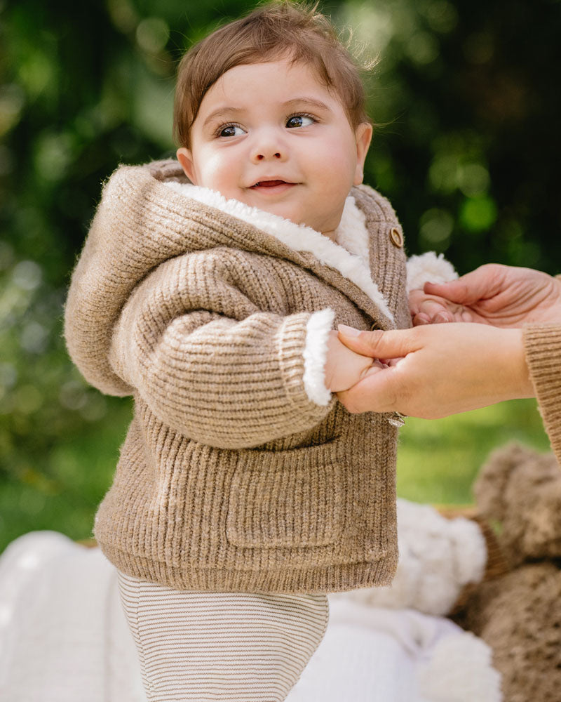 Bebe - Biscuit Knitted Hooded Jacket