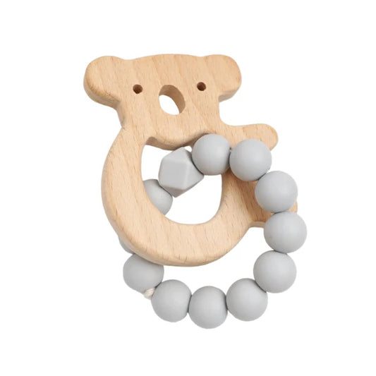Petite Vous- Grey Koala Silicone + Beechwood Teething Rings