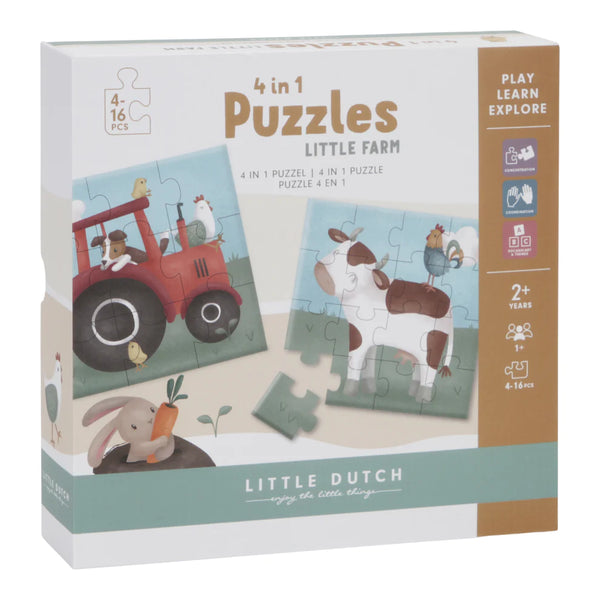 Little Dutch - Little Farm 4 in 1 Puzzles