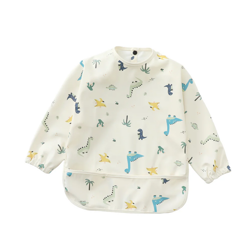 Little Eli - lvory Dino Smock Bib